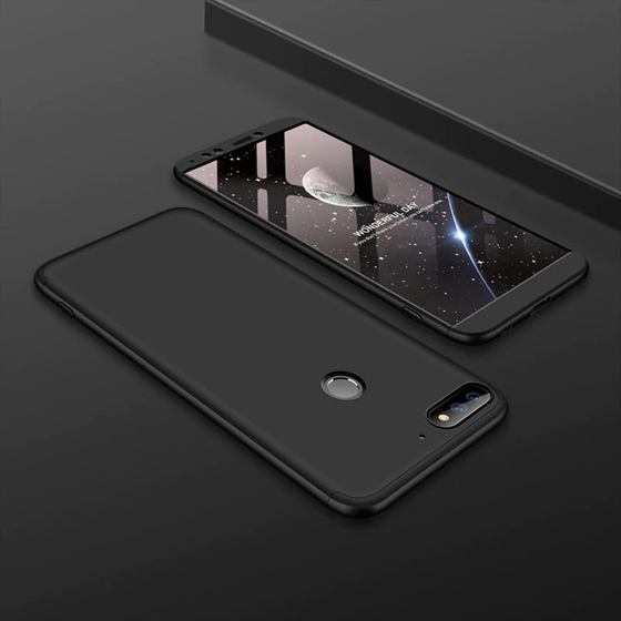 Microsonic Huawei Y7 2018 Kılıf Double Dip 360 Protective Siyah