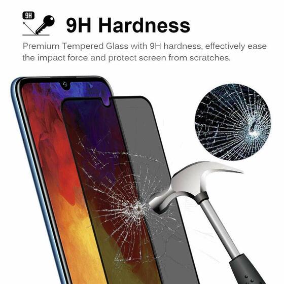 Microsonic Huawei Y7 2019 Privacy 5D Gizlilik Filtreli Cam Ekran Koruyucu Siyah