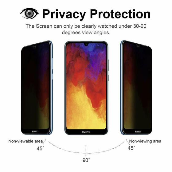 Microsonic Huawei Y7 Prime 2019 Privacy 5D Gizlilik Filtreli Cam Ekran Koruyucu Siyah