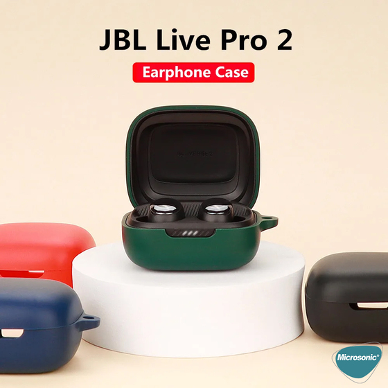 Microsonic JBL Live Pro Plus Kılıf Askılı Mat Silikon Kırmızı