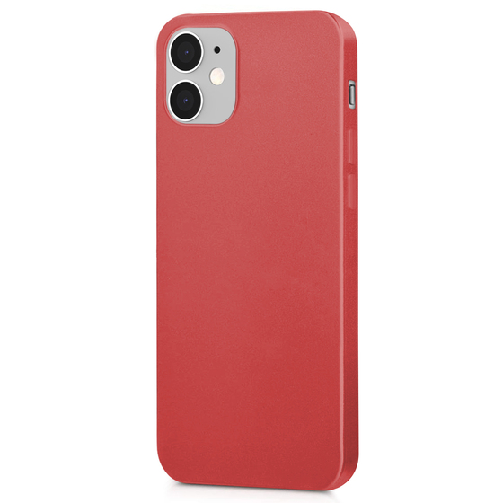 Microsonic Matte Silicone Apple iPhone 12 Kılıf Kırmızı