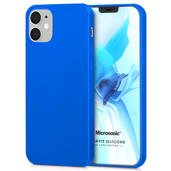Microsonic Matte Silicone Apple iPhone 12 Kılıf Mavi