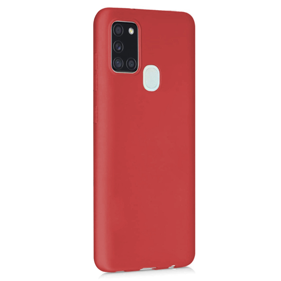 Microsonic Matte Silicone Samsung Galaxy A21s Kılıf Kırmızı