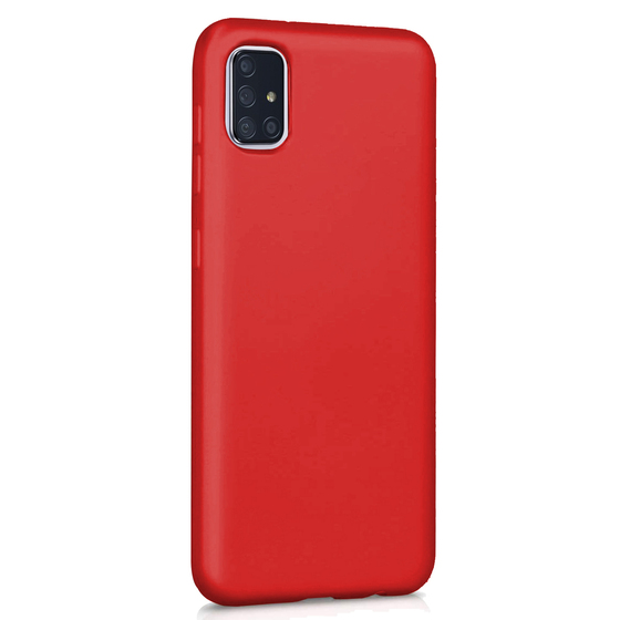 Microsonic Matte Silicone Samsung Galaxy A51 Kılıf Kırmızı