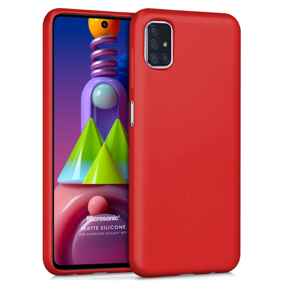 Microsonic Matte Silicone Samsung Galaxy M51 Kılıf Kırmızı