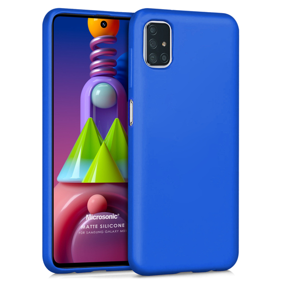 Microsonic Matte Silicone Samsung Galaxy M51 Kılıf Mavi