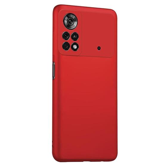 Microsonic Matte Silicone Xiaomi Poco M4 Pro 4G Kılıf Kırmızı