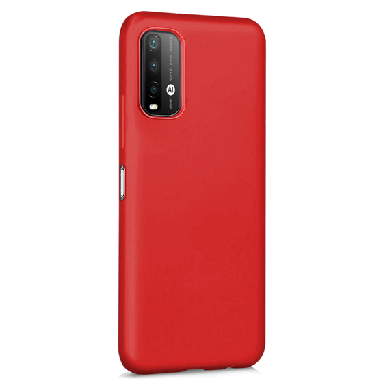 Microsonic Matte Silicone Xiaomi Redmi Note 9 4G Kılıf Kırmızı