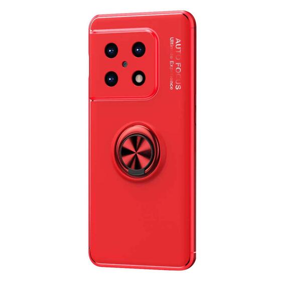 Microsonic OnePlus 10 Pro Kılıf Kickstand Ring Holder Kırmızı