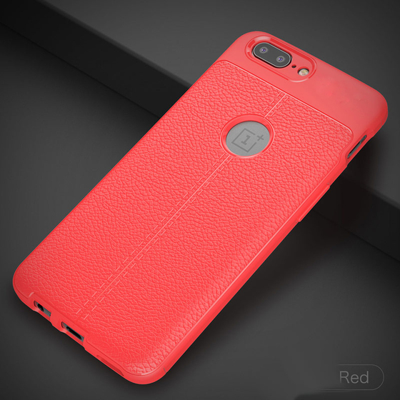 Microsonic OnePlus 5 Kılıf Deri Dokulu Silikon Kırmızı