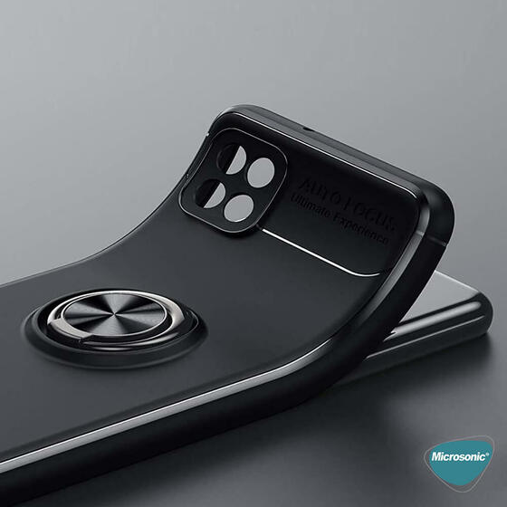 Microsonic Oppo A15 Kılıf Kickstand Ring Holder Siyah