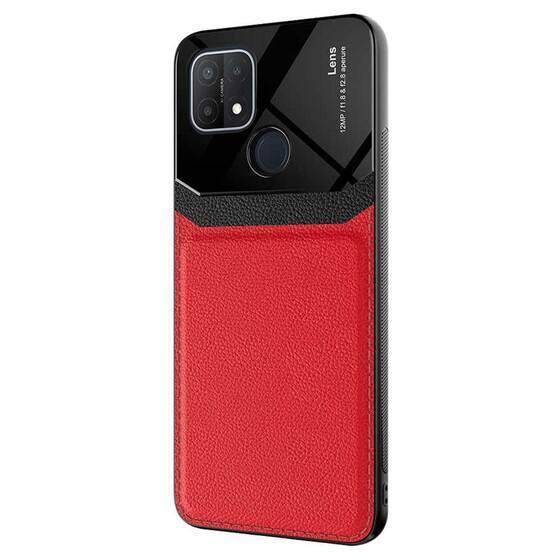 Microsonic Oppo A15s Kılıf Uniq Leather Kırmızı