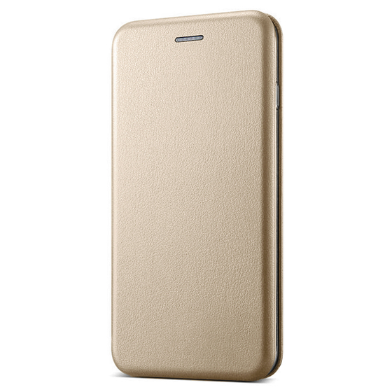 Microsonic Oppo A5S Kılıf Ultra Slim Leather Design Flip Cover Gold
