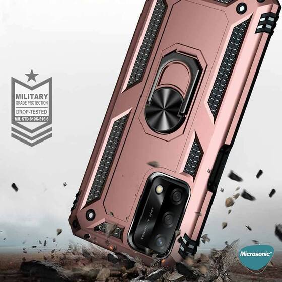Microsonic Oppo A74 4G Kılıf Military Ring Holder Kırmızı