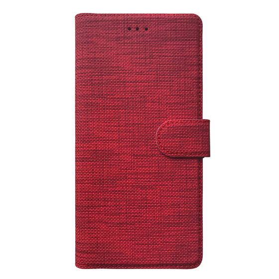 Microsonic Oppo A92 Kılıf Fabric Book Wallet Kırmızı