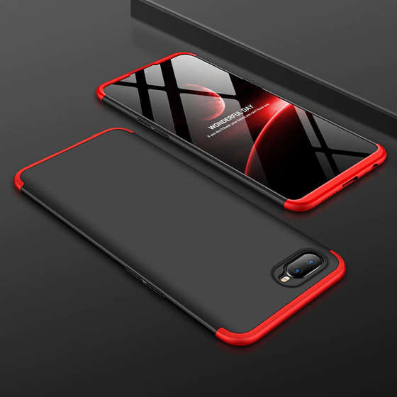 Microsonic Oppo RX17 Neo Kılıf Double Dip 360 Protective Siyah Kırmızı