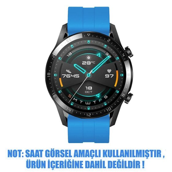 Microsonic Oppo Watch 46mm Kordon, Silicone RapidBands Mavi ( Gümüş Pimli )