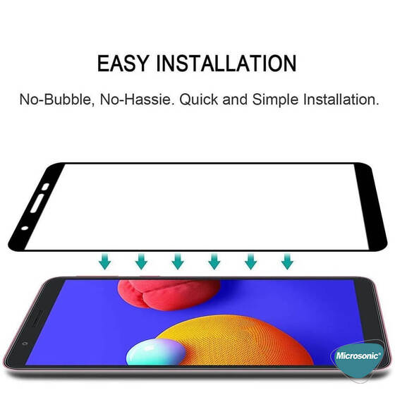 Microsonic Samsung Galaxy A01 Core Tam Kaplayan Temperli Cam Ekran Koruyucu Siyah