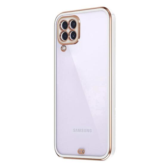 Microsonic Samsung Galaxy A12 Kılıf Laser Plated Soft Beyaz
