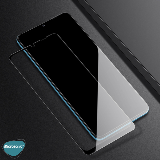 Microsonic Samsung Galaxy A12 Tam Kaplayan Temperli Cam Ekran Koruyucu Siyah