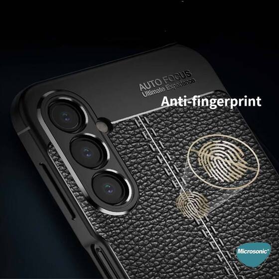 Microsonic Samsung Galaxy A14 Kılıf Deri Dokulu Silikon Lacivert