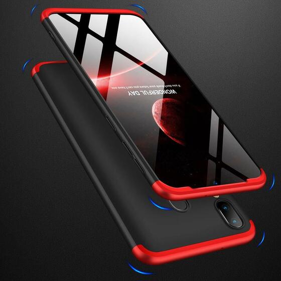 Microsonic Samsung Galaxy A20 Kılıf Double Dip 360 Protective Siyah Kırmızı