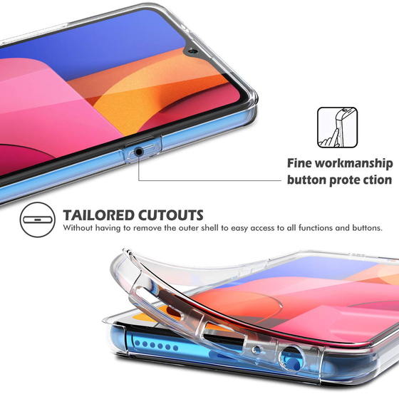 Microsonic Samsung Galaxy A20s Kılıf 6 tarafı tam full koruma 360 Clear Soft Şeffaf