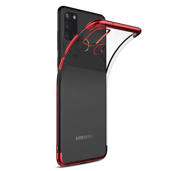Microsonic Samsung Galaxy A21s Kılıf Skyfall Transparent Clear Kırmızı