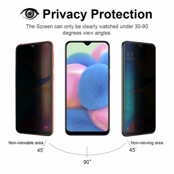 Microsonic Samsung Galaxy A30s Privacy 5D Gizlilik Filtreli Cam Ekran Koruyucu Siyah