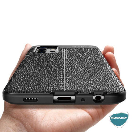 Microsonic Samsung Galaxy A32 4G Kılıf Deri Dokulu Silikon Lacivert