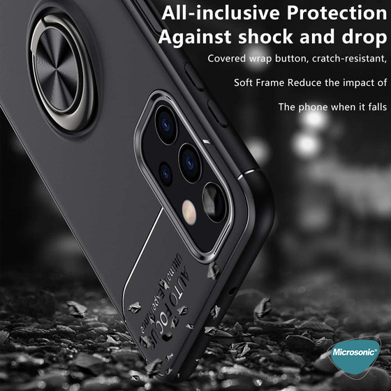Microsonic Samsung Galaxy A32 5G Kılıf Kickstand Ring Holder Siyah