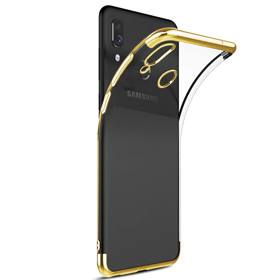 Microsonic Samsung Galaxy A40 Kılıf Skyfall Transparent Clear Gold