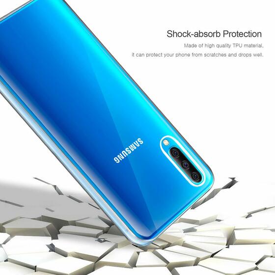 Microsonic Samsung Galaxy A50 Kılıf 6 tarafı tam full koruma 360 Clear Soft Şeffaf