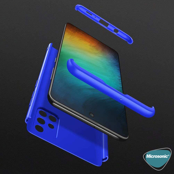 Microsonic Samsung Galaxy A51 Kılıf Double Dip 360 Protective Mavi