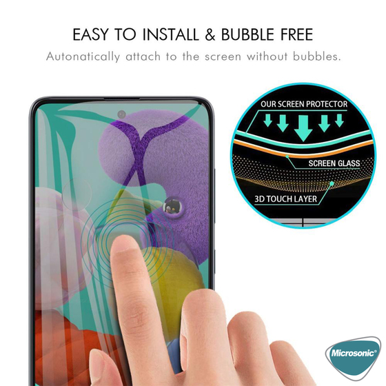 Microsonic Samsung Galaxy A51 Privacy 5D Gizlilik Filtreli Cam Ekran Koruyucu Siyah