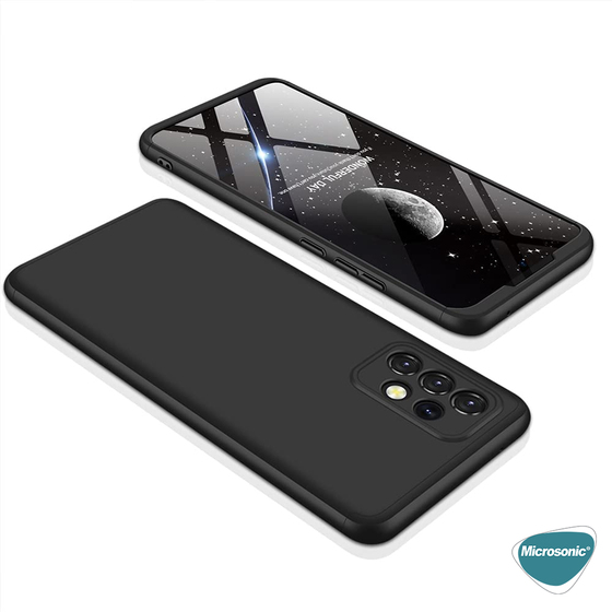 Microsonic Samsung Galaxy A52 Kılıf Double Dip 360 Protective Siyah Mavi