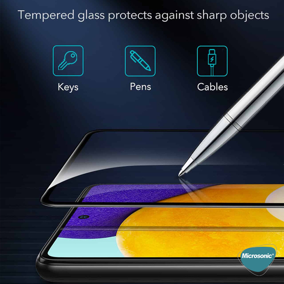 Microsonic Samsung Galaxy A52 Tam Kaplayan Temperli Cam Ekran Koruyucu Siyah