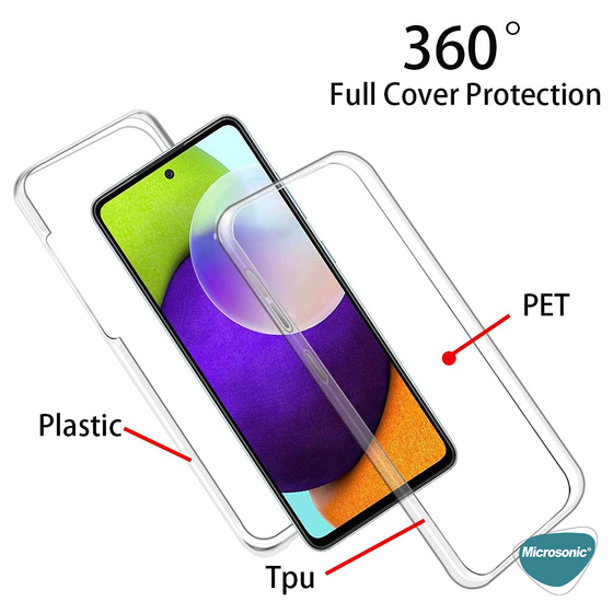 Microsonic Samsung Galaxy A52s Kılıf 6 Tarafı Tam Full Koruma 360 Clear Soft Şeffaf