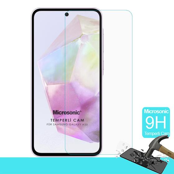 Microsonic Samsung Galaxy A55 Tempered Glass Cam Ekran Koruyucu