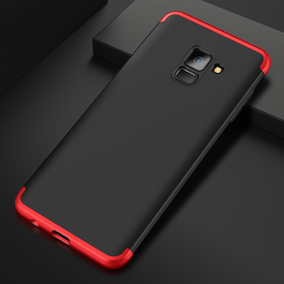 Microsonic Samsung Galaxy A6 2018 Kılıf Double Dip 360 Protective Siyah Kırmızı