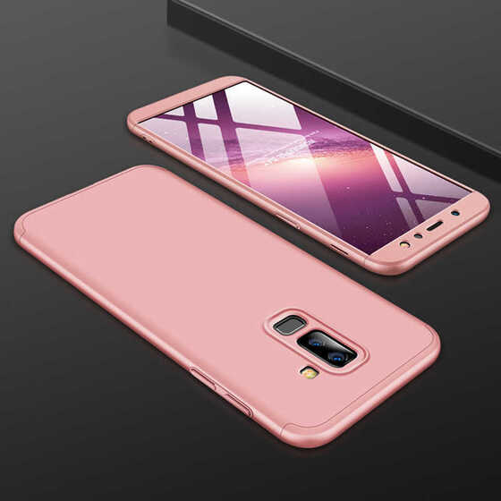 Microsonic Samsung Galaxy A6 Plus 2018 Kılıf Double Dip 360 Protective Rose Gold