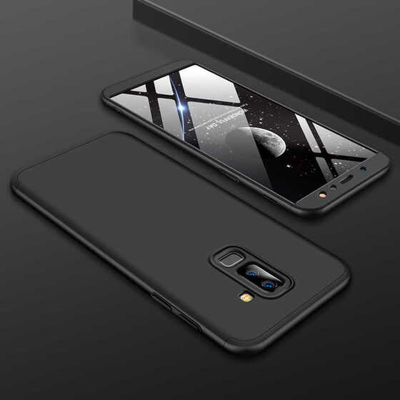 Microsonic Samsung Galaxy A6 Plus 2018 Kılıf Double Dip 360 Protective Siyah