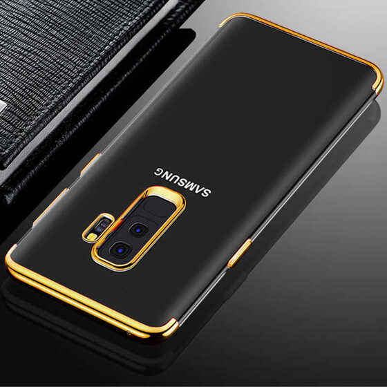 Microsonic Samsung Galaxy A6 Plus 2018 Kılıf Skyfall Transparent Clear Gold