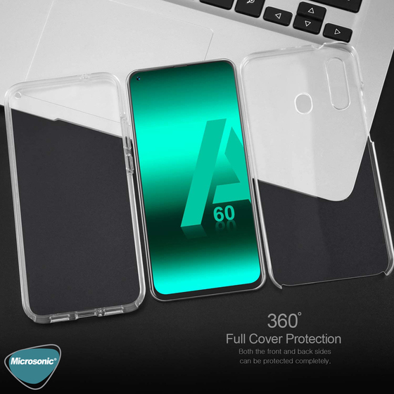 Microsonic Samsung Galaxy A60 Kılıf 6 tarafı tam full koruma 360 Clear Soft Şeffaf