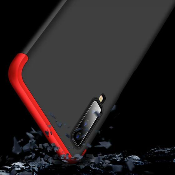 Microsonic Samsung Galaxy A7 2018 Kılıf Double Dip 360 Protective Siyah Kırmızı