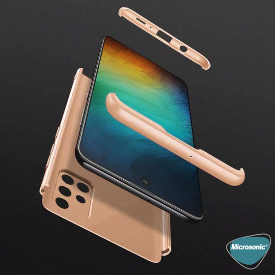 Microsonic Samsung Galaxy A71 Kılıf Double Dip 360 Protective Gold