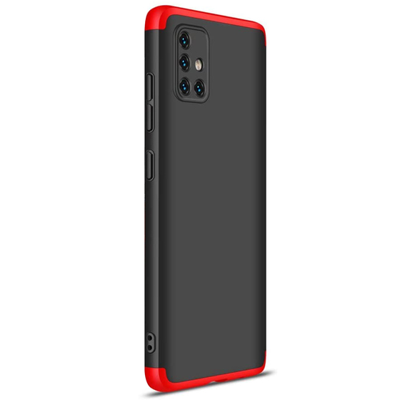 Microsonic Samsung Galaxy A71 Kılıf Double Dip 360 Protective Siyah Kırmızı