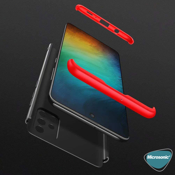 Microsonic Samsung Galaxy A71 Kılıf Double Dip 360 Protective Siyah Kırmızı