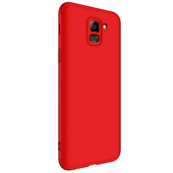 Microsonic Samsung Galaxy A8 2018 Kılıf Double Dip 360 Protective Kırmızı