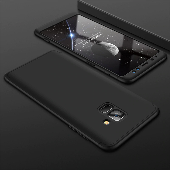 Microsonic Samsung Galaxy A8 Plus 2018 Kılıf Double Dip 360 Protective Siyah